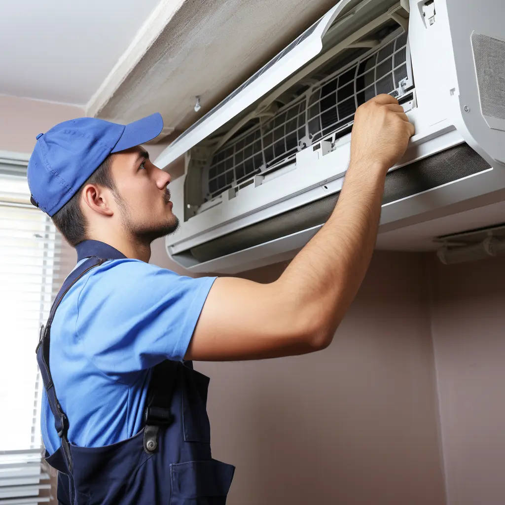 Electrician fixing aircon